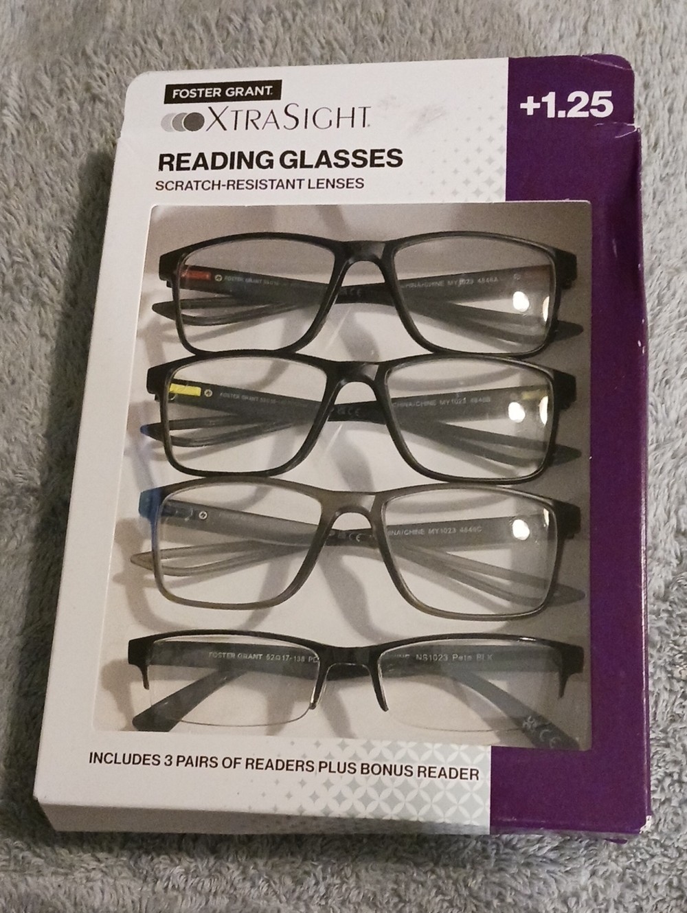 New In Box 4 Pair Of Foster Grant Reading Glasses +1.25